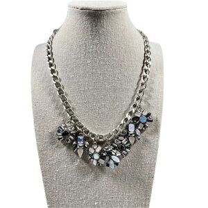 Banana Republic Silver‎ Tone Floral Crystal Necklace